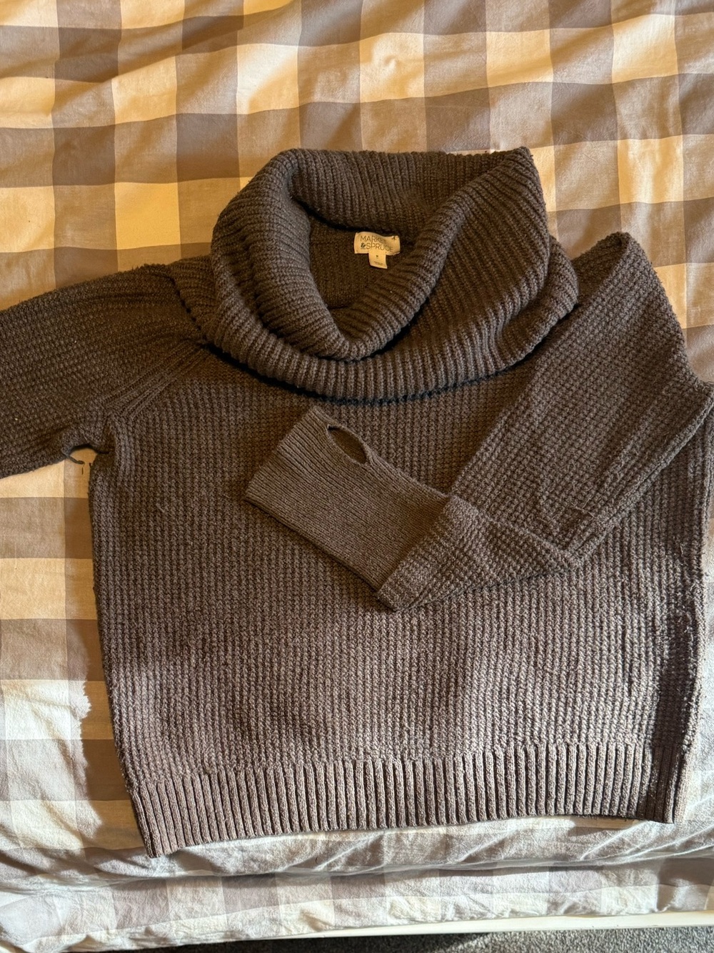 Market & Spruce Chunky Cowl Neck Sweater - Brown